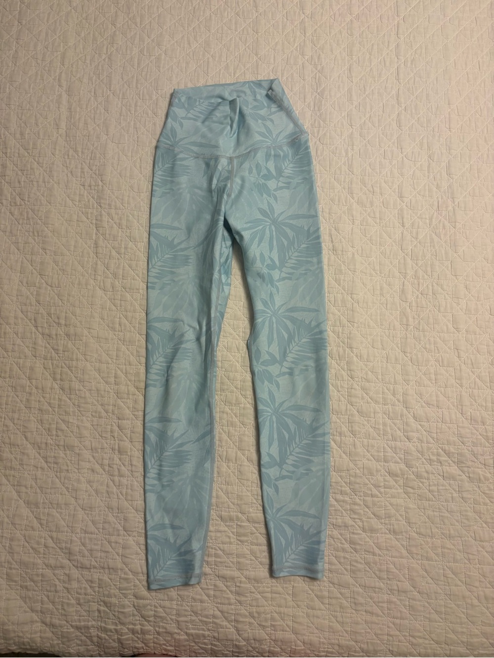 P'tula Light Blue High-Waist Palm Print Leggings